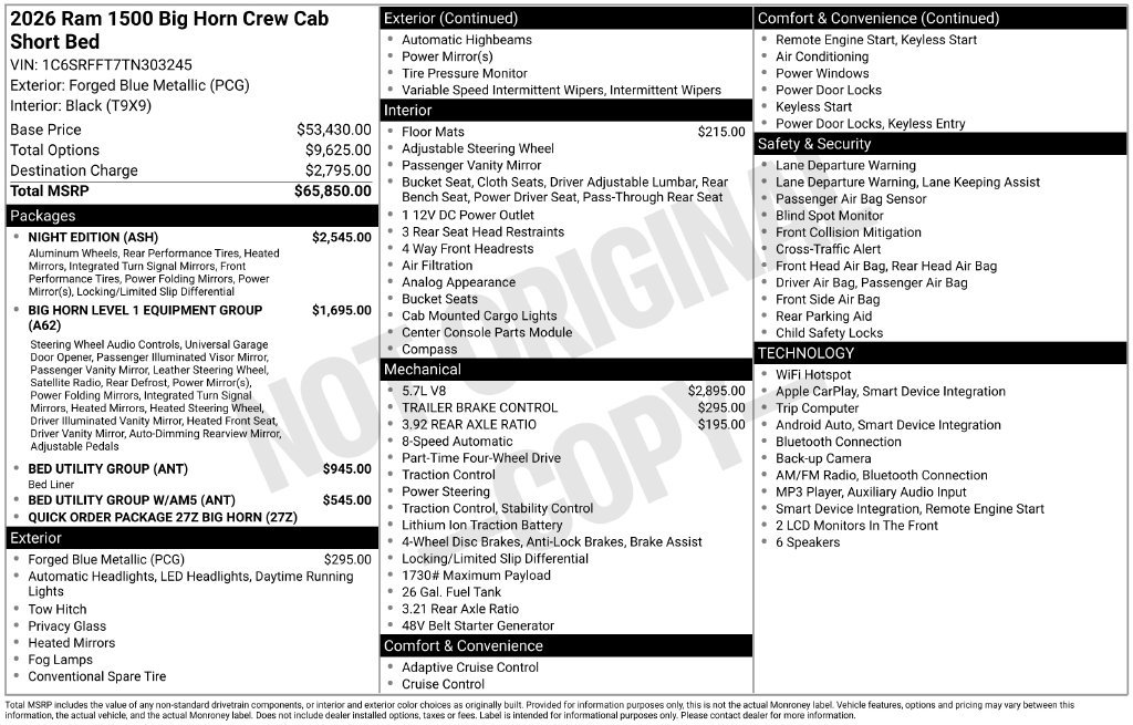New 2026 RAM 1500 Big Horn w/ Night Edition AWD/4WD image 5