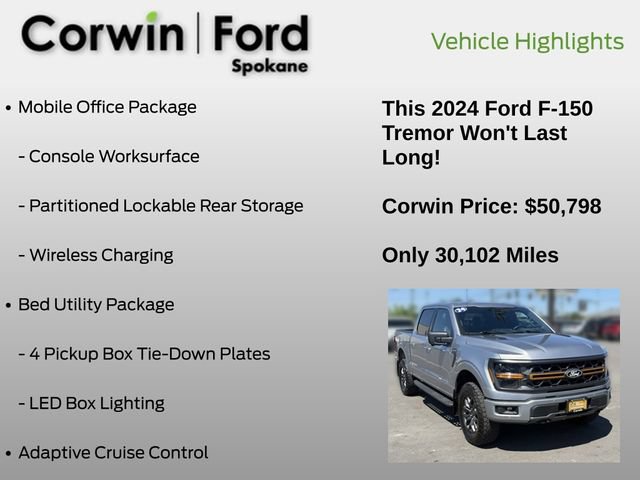 Certified 2024 Ford F150 Tremor w/ Mobile Office Package AWD/4WD image 7