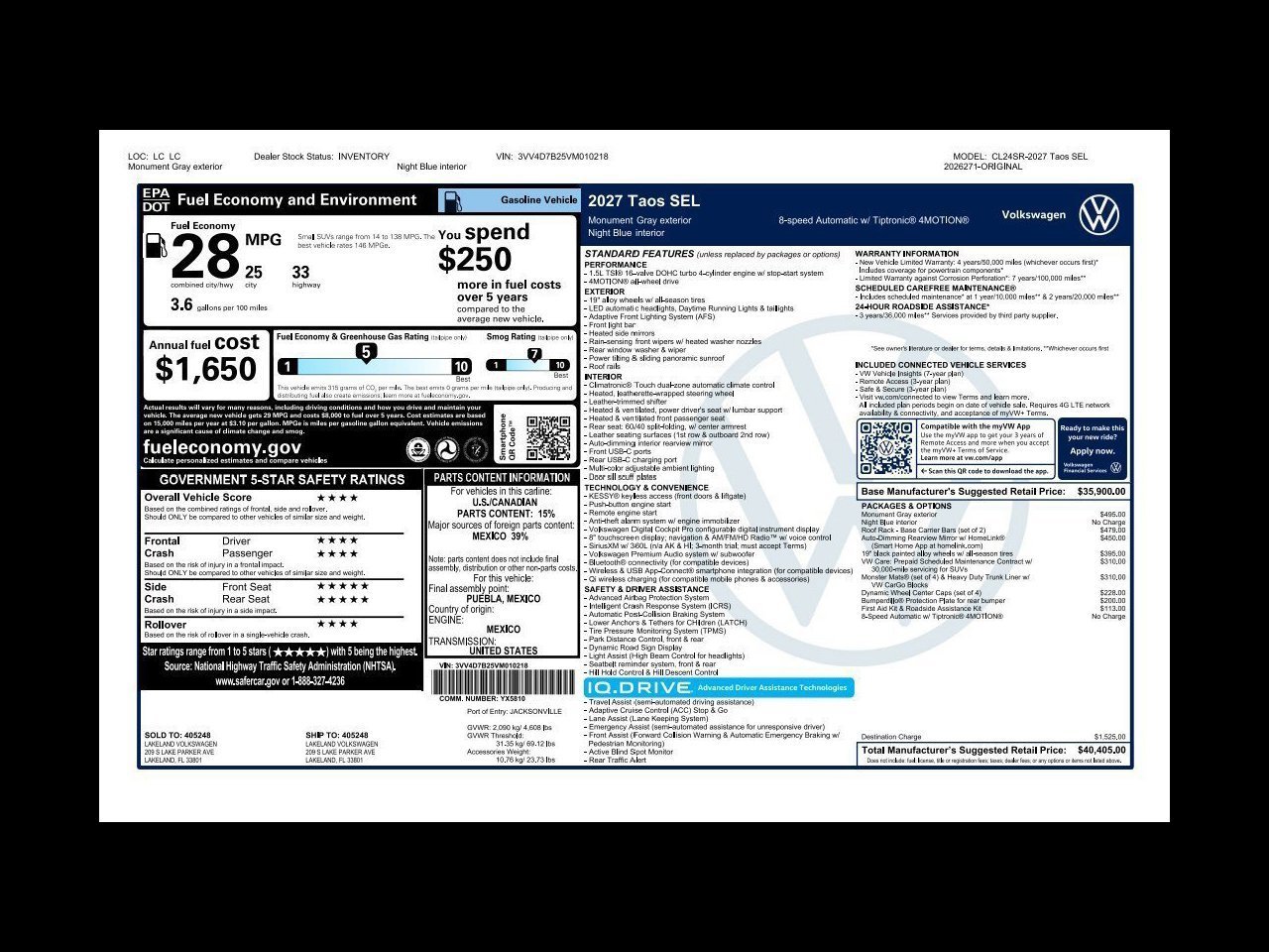 New 2027 Volkswagen Taos SEL AWD/4WD image 4