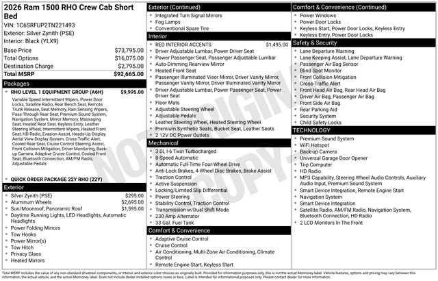 New 2026 RAM 1500 RHO w/ RHO Level 1 Equipment Group AWD/4WD image 22