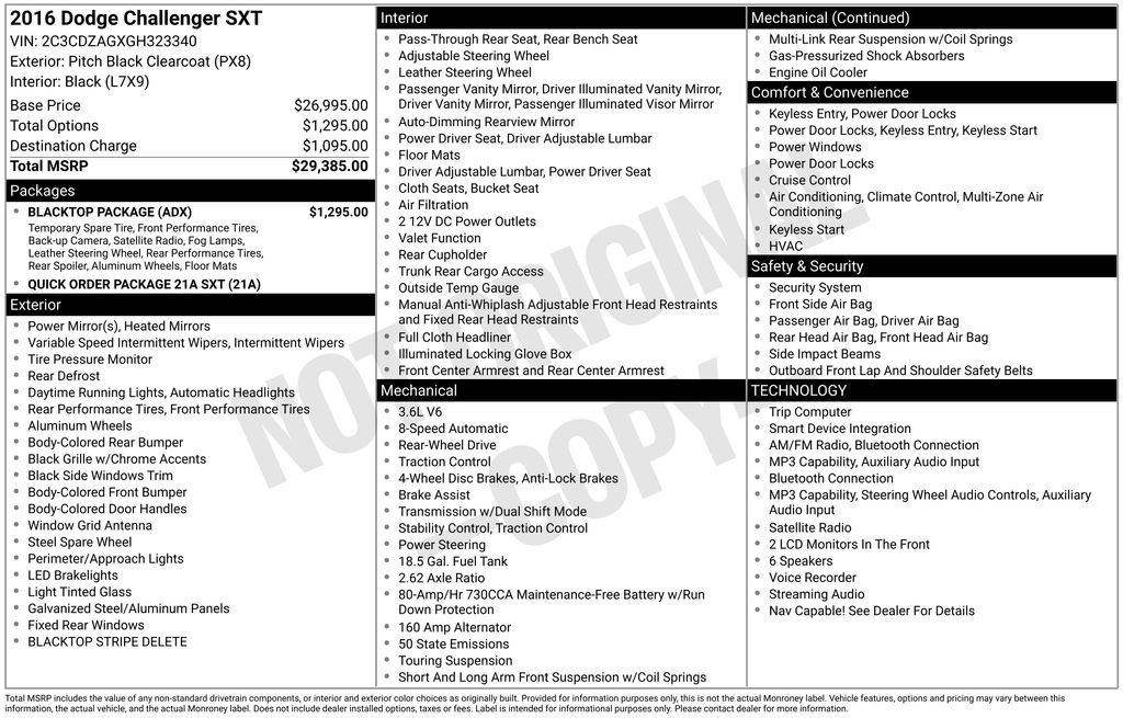 Used 2016 Dodge Challenger SXT w/ Blacktop Package RWD image 13