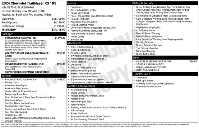 Certified 2024 Chevrolet TrailBlazer RS w/ Convenience Package AWD/4WD image 37