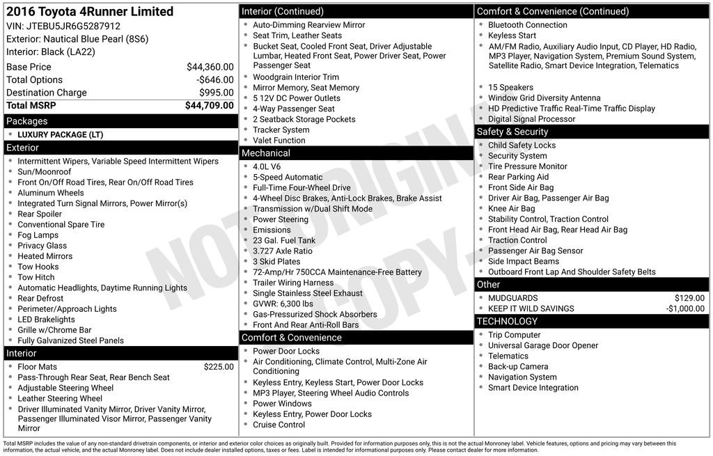 Used 2016 Toyota 4Runner Limited image 4