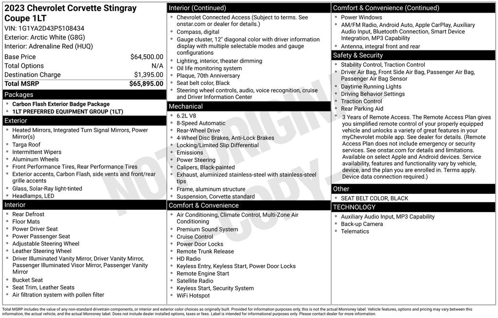 Used 2023 Chevrolet Corvette Stingray Coupe w/ 1LT RWD image 26