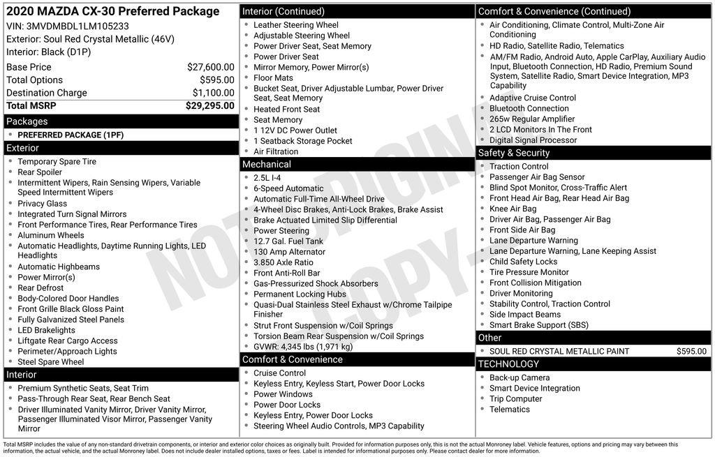Used 2020 MAZDA CX-30 AWD w/ Preferred Package image 3