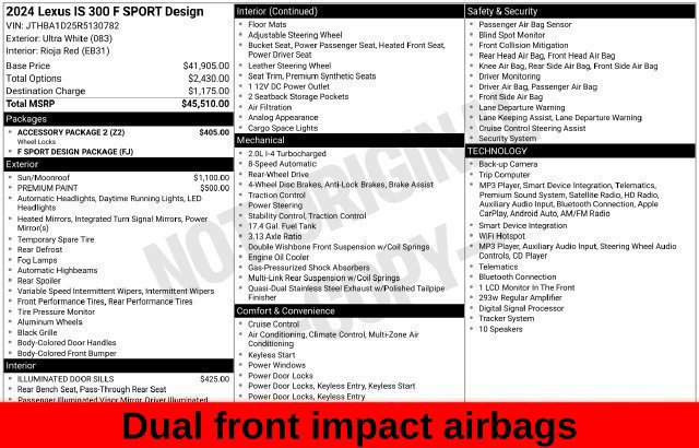 Used 2024 Lexus IS 300 F Sport w/ Accessory Package 2 RWD image 39