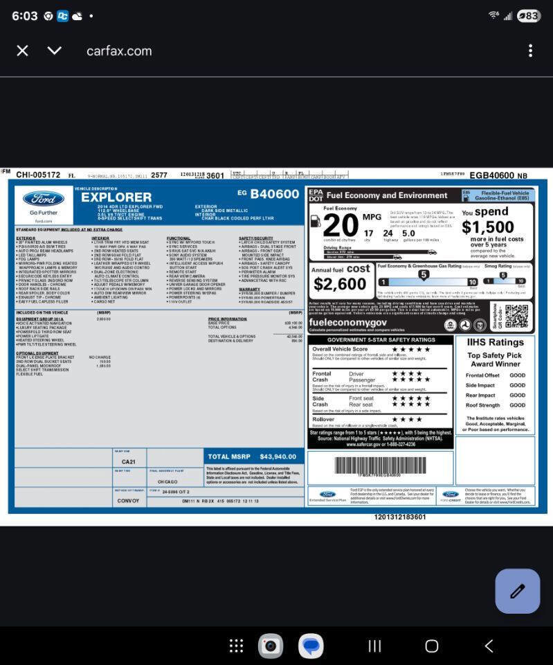 Used 2014 Ford Explorer Limited w/ Equipment Group 301A image 26