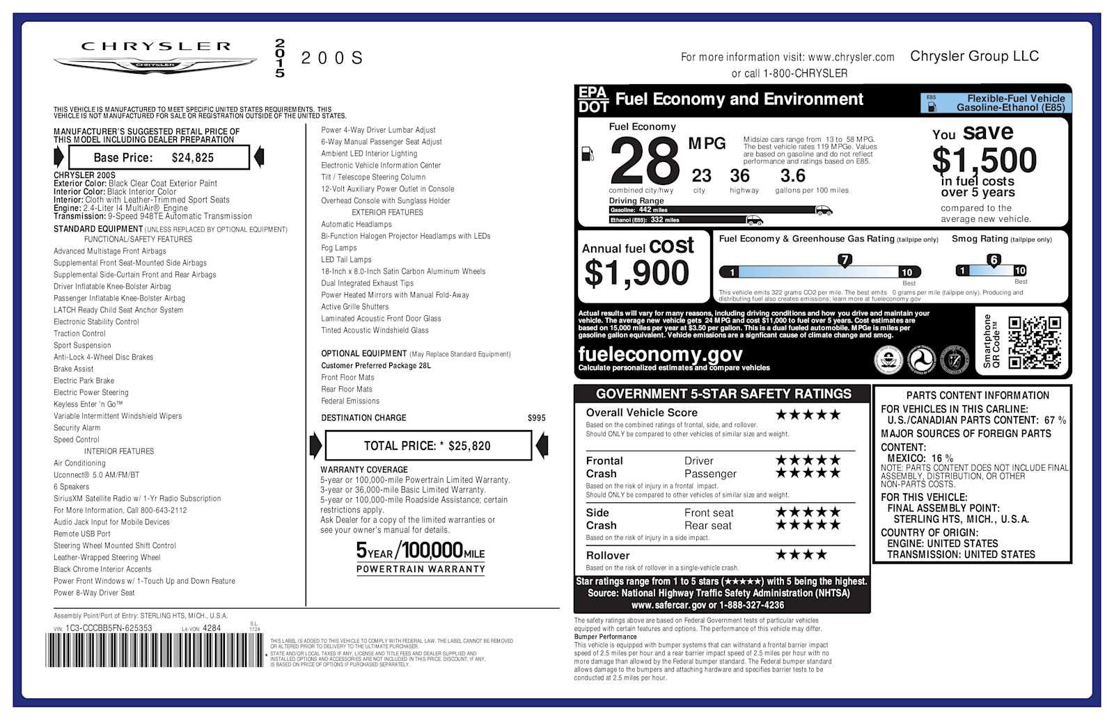 Used 2015 Chrysler 200 S FWD image 28