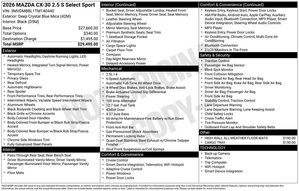 New 2026 MAZDA CX-30 AWD 2.5 S w/ Select Sport Pkg image 3