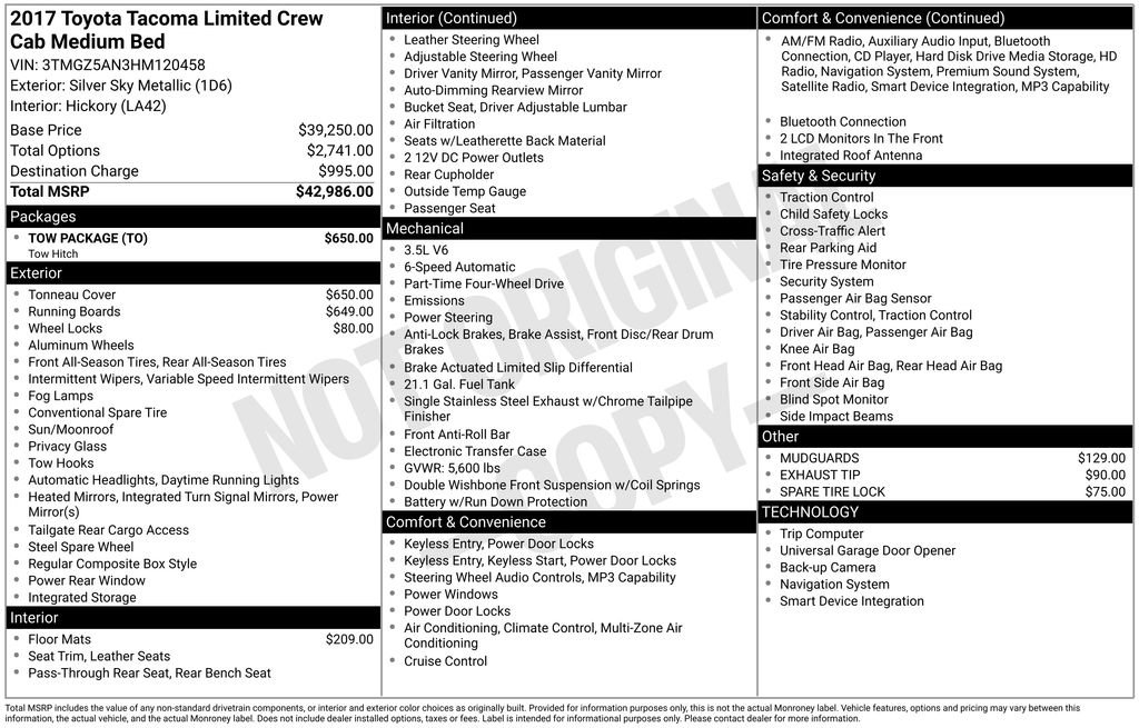 Used 2017 Toyota Tacoma Limited w/ Tow Package AWD/4WD image 44