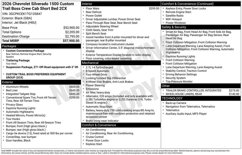 New 2026 Chevrolet Silverado 1500 Custom Trail Boss AWD/4WD image 5