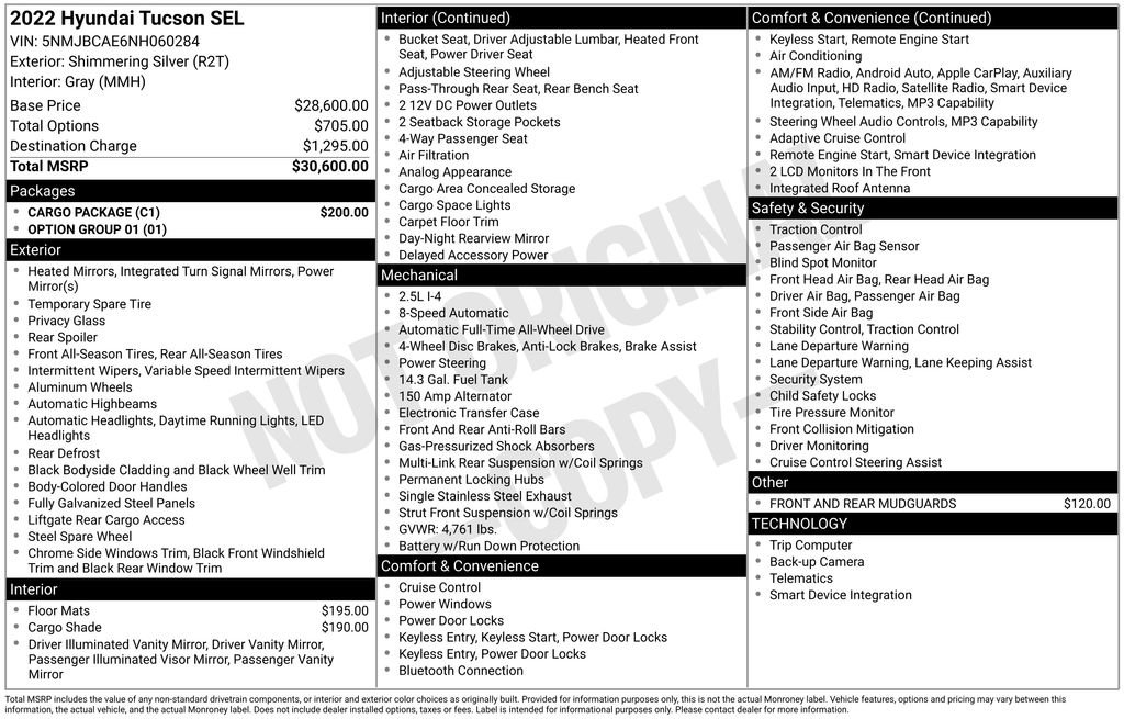 Used 2022 Hyundai Tucson SEL w/ Cargo Package AWD/4WD image 30
