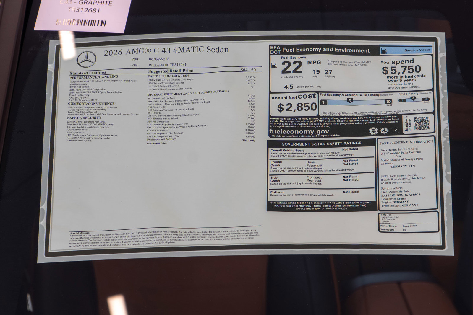 New 2026 Mercedes-Benz C 43 AMG 4MATIC Sedan image 35