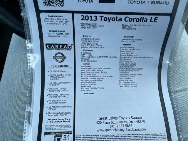 Used 2013 Toyota Corolla LE image 27