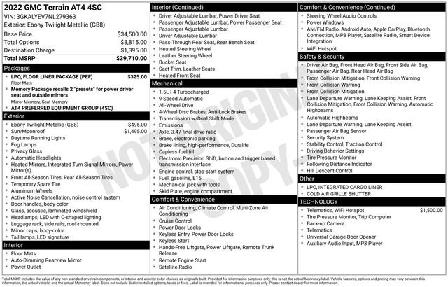 Used 2022 GMC Terrain AT4 w/ LPO, Floor Liner Package image 39