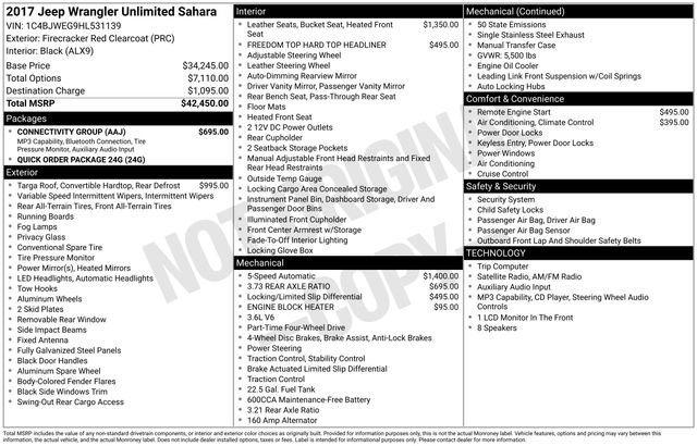 Used 2017 Jeep Wrangler Unlimited Sahara w/ Connectivity Group AWD/4WD image 11