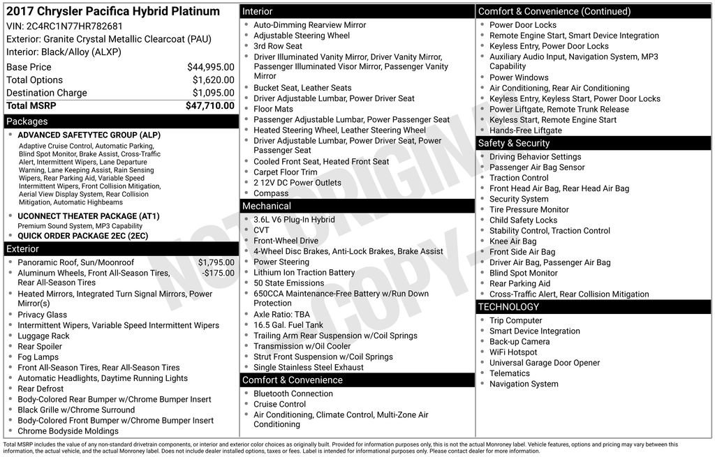 Used 2017 Chrysler Pacifica Platinum FWD image 19