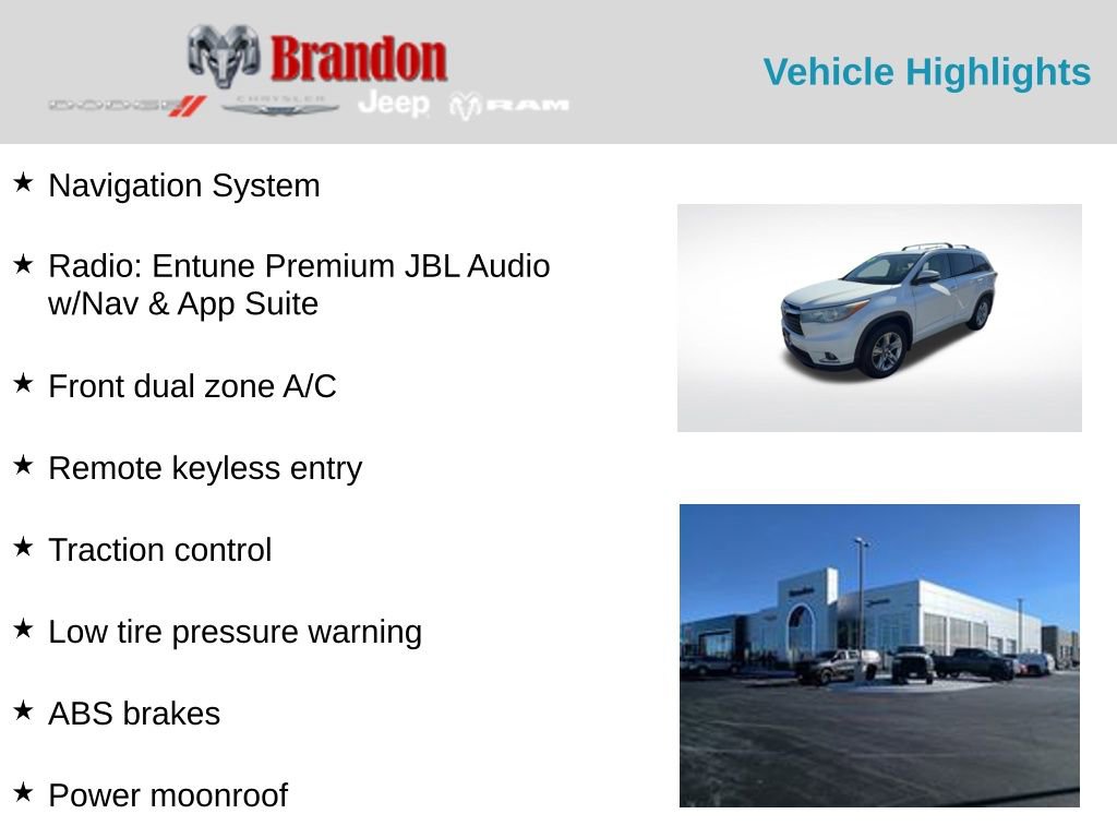 Used 2015 Toyota Highlander Limited image 2