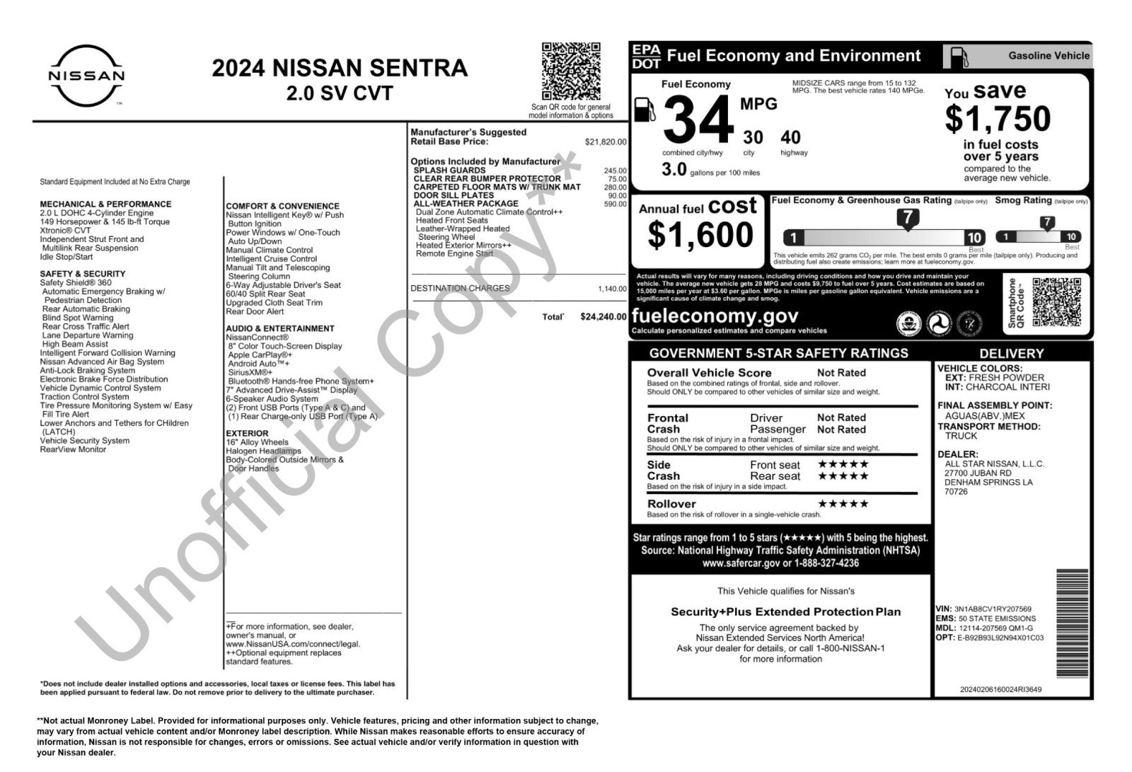 Used 2024 Nissan Sentra SV w/ All-Weather Package FWD image 48