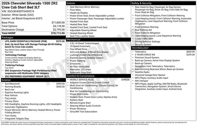 New 2026 Chevrolet Silverado 1500 ZR2 w/ LPO, Dark Essentials Package AWD/4WD image 4