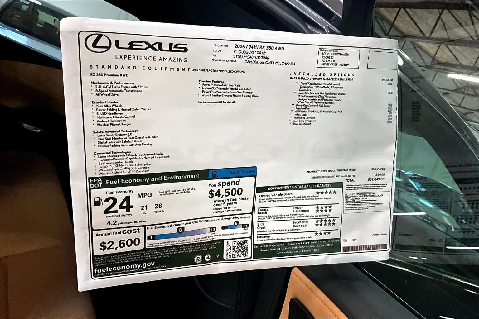 New 2026 Lexus RX 350 Premium w/ Accessory Package (2T) AWD/4WD image 14