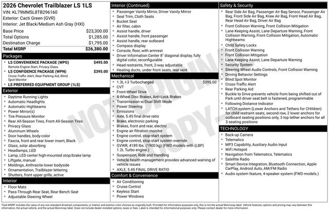 New 2026 Chevrolet TrailBlazer LS w/ LS Convenience Package FWD image 26