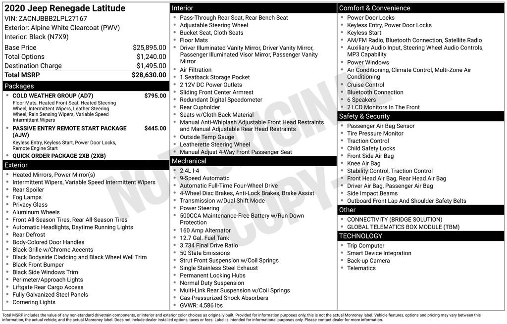 Used 2020 Jeep Renegade Latitude w/ Cold Weather Group image 35