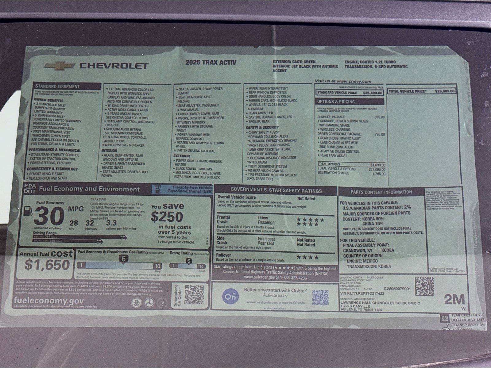 New 2026 Chevrolet Trax ACTIV w/ Sunroof Package FWD image 19
