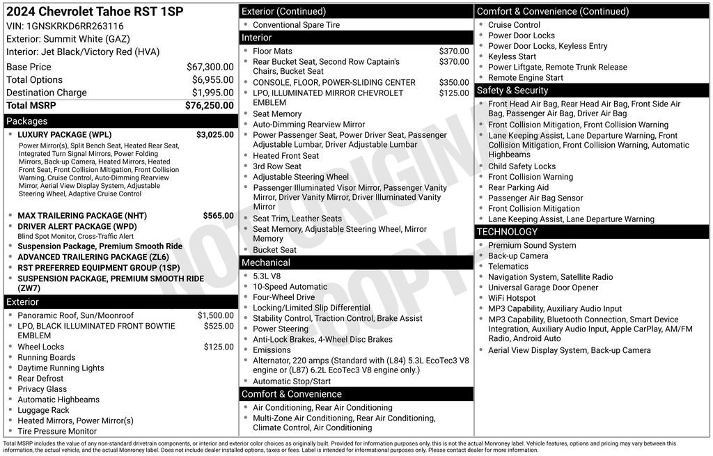Used 2024 Chevrolet Tahoe RST w/ Luxury Package AWD/4WD image 26