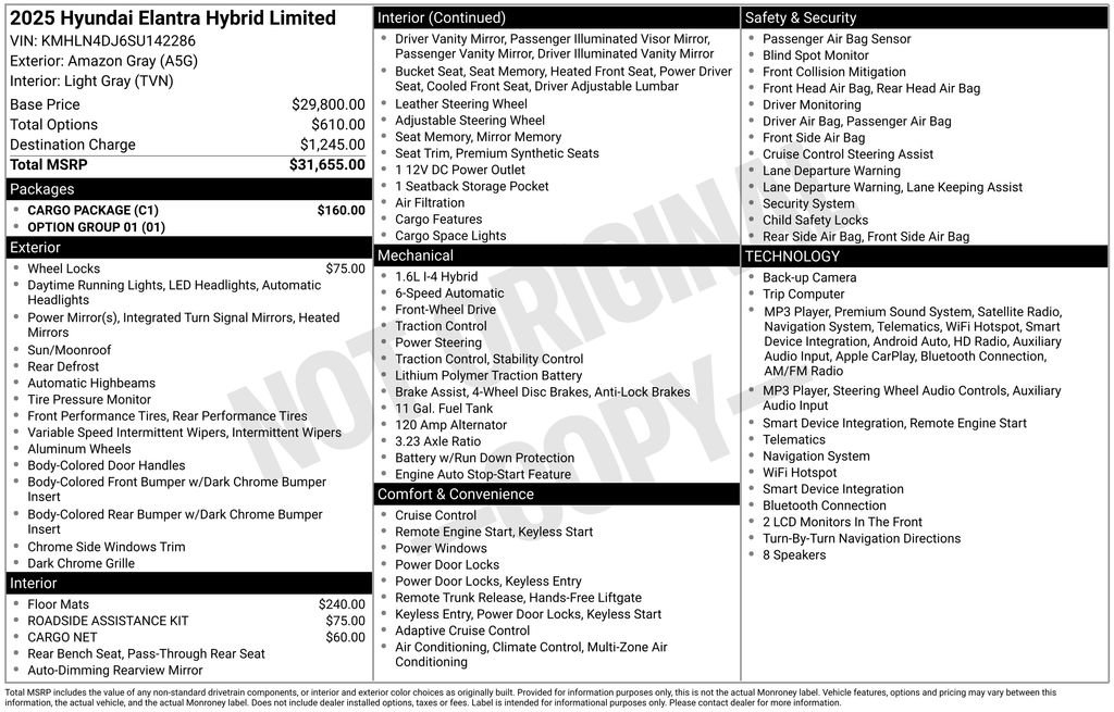 Certified 2025 Hyundai Elantra Limited w/ Cargo Package FWD image 6