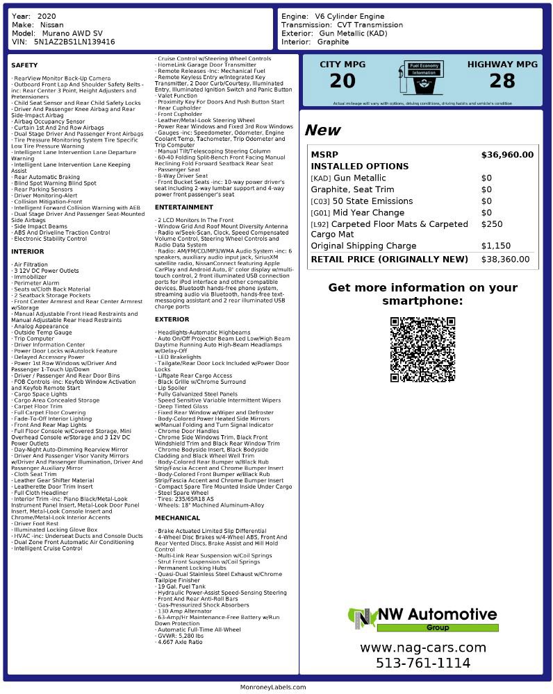 Used 2020 Nissan Murano SV image 2