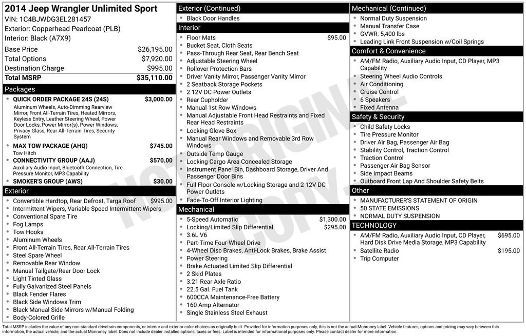 Used 2014 Jeep Wrangler Unlimited Sport w/ Quick Order Package 24S image 12