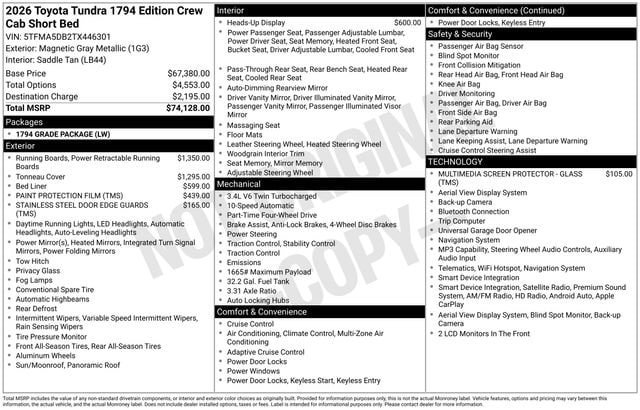 New 2026 Toyota Tundra 1794 Edition