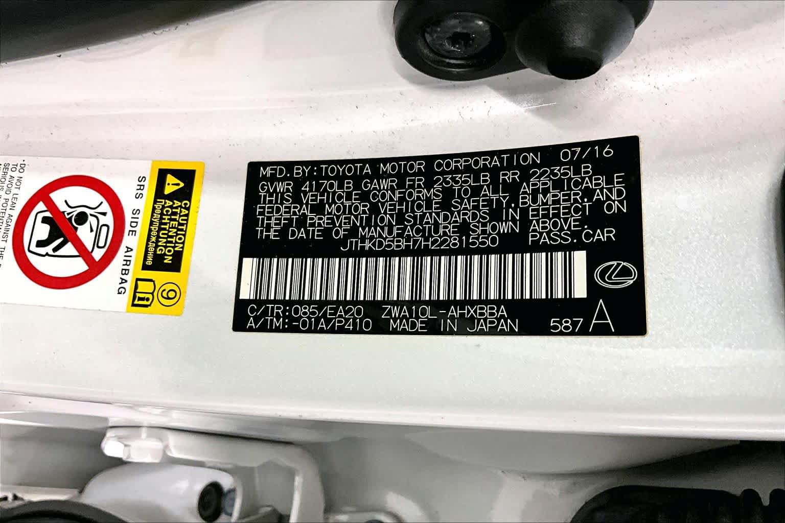 Used 2017 Lexus CT 200h w/ Seat Comfort Package FWD image 36