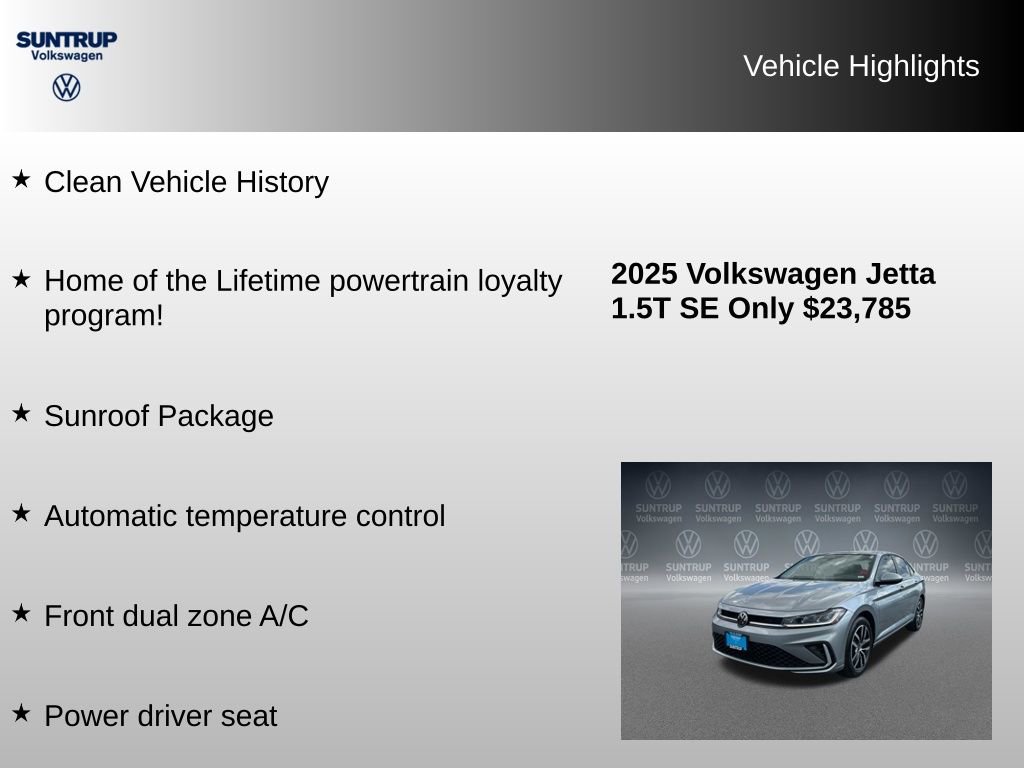 Used 2025 Volkswagen Jetta SE w/ Sunroof Package FWD image 8