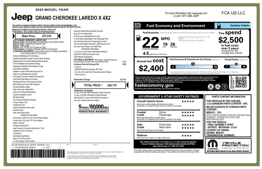 Certified 2025 Jeep Grand Cherokee Laredo X RWD image 4