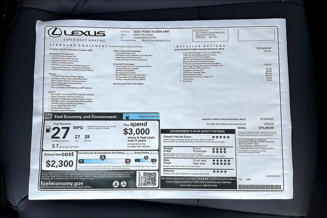 New 2026 Lexus TX 500h AWD w/ Technology Package image 14