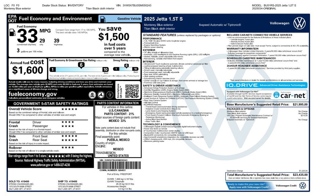 Used 2025 Volkswagen Jetta S FWD image 2
