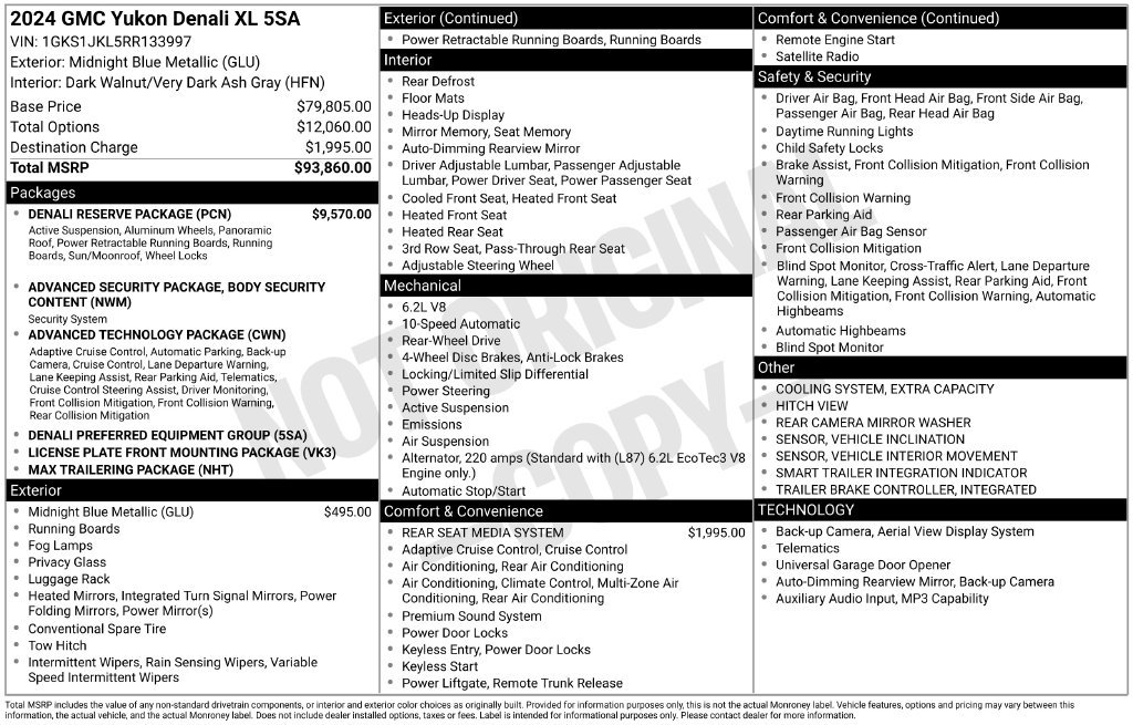 Used 2024 GMC Yukon XL Denali w/ Denali Reserve Package RWD image 29