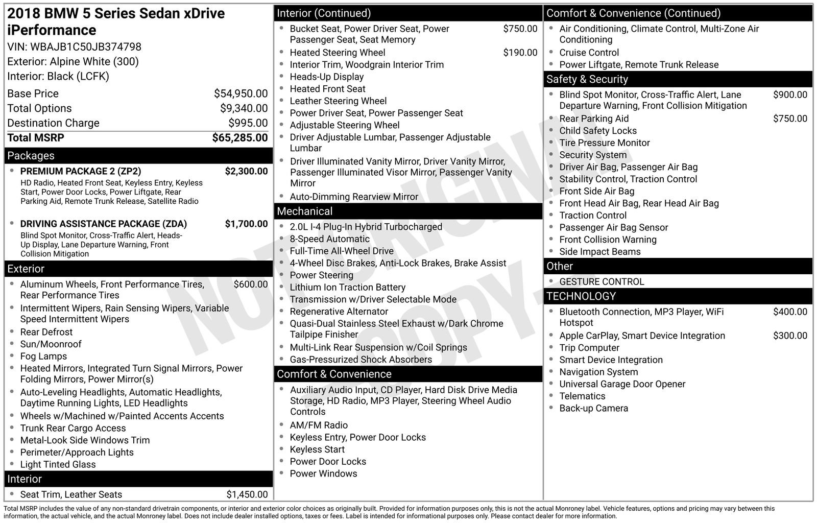 Used 2018 BMW 530e xDrive w/ Premium Package 2 image 6