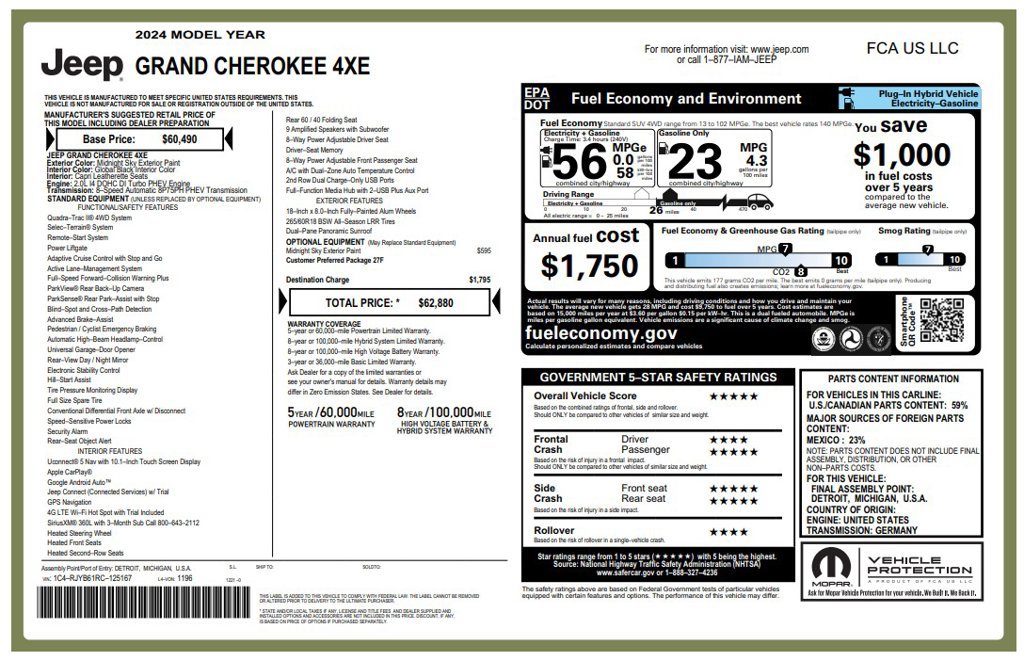 Certified 2024 Jeep Grand Cherokee Limited 4xe AWD/4WD image 4