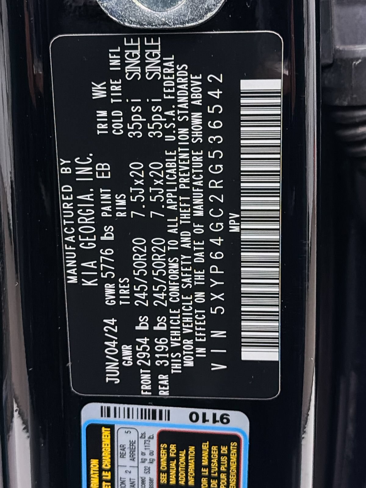 Certified 2024 Kia Telluride S w/ S Sunroof Package FWD image 35