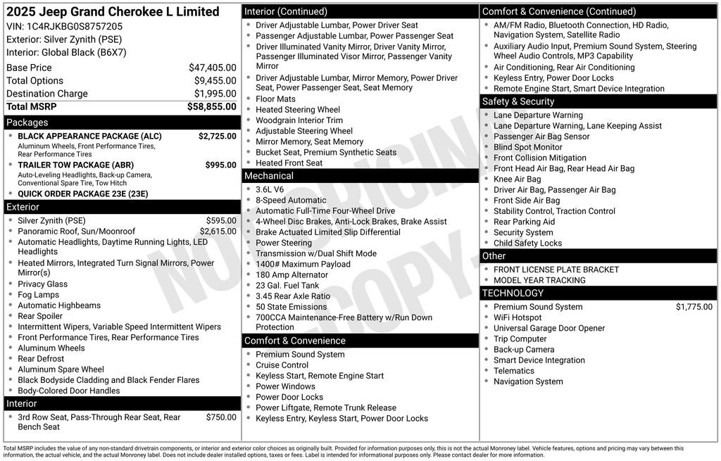New 2025 Jeep Grand Cherokee L Limited w/ Black Appearance Package AWD/4WD image 32