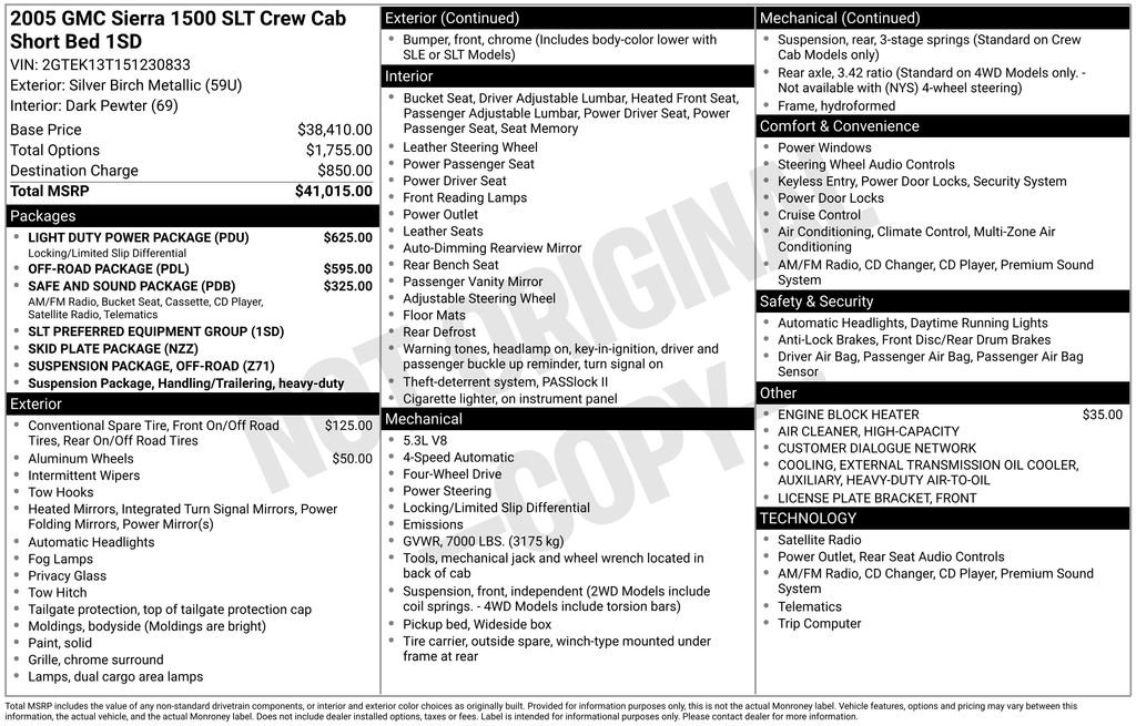 Used 2005 GMC Sierra 1500 SLT w/ Light Duty Power Package image 21