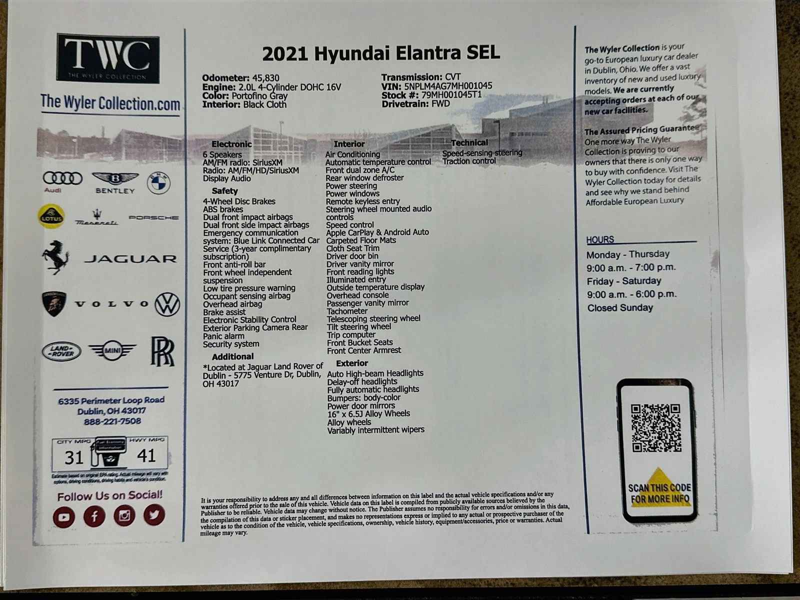 Used 2021 Hyundai Elantra SEL FWD image 44