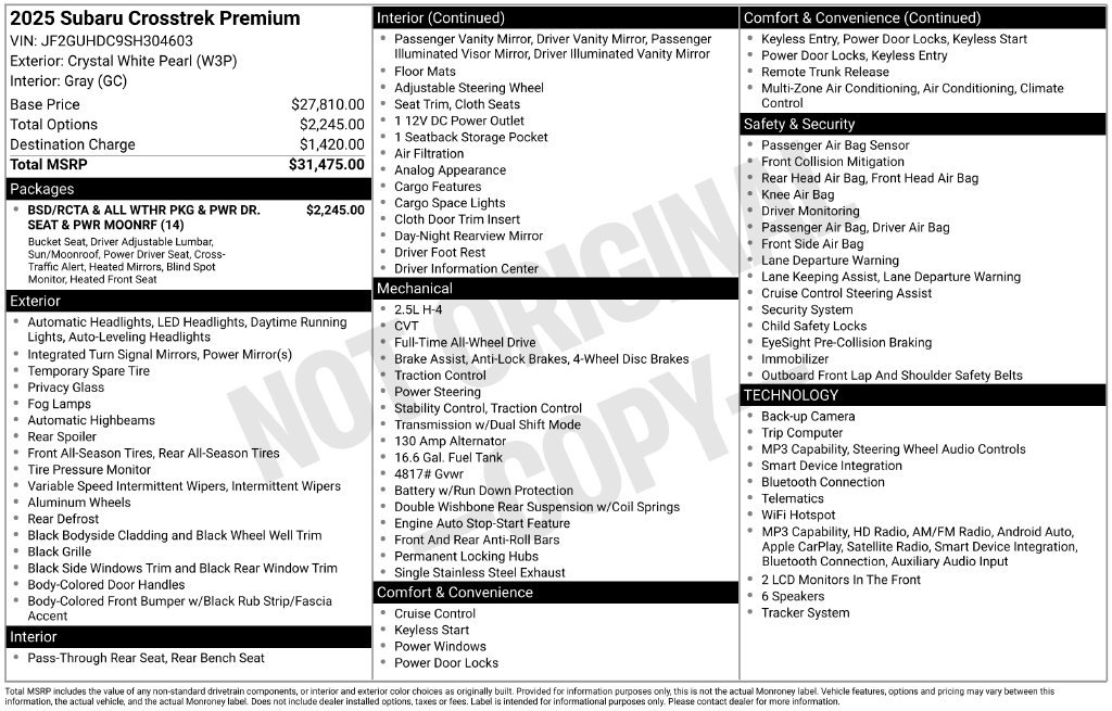 Certified 2025 Subaru Crosstrek 2.5i Premium AWD/4WD image 31