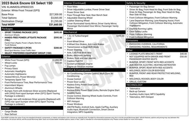 Certified 2023 Buick Encore GX Select w/ Sport Touring Package image 6