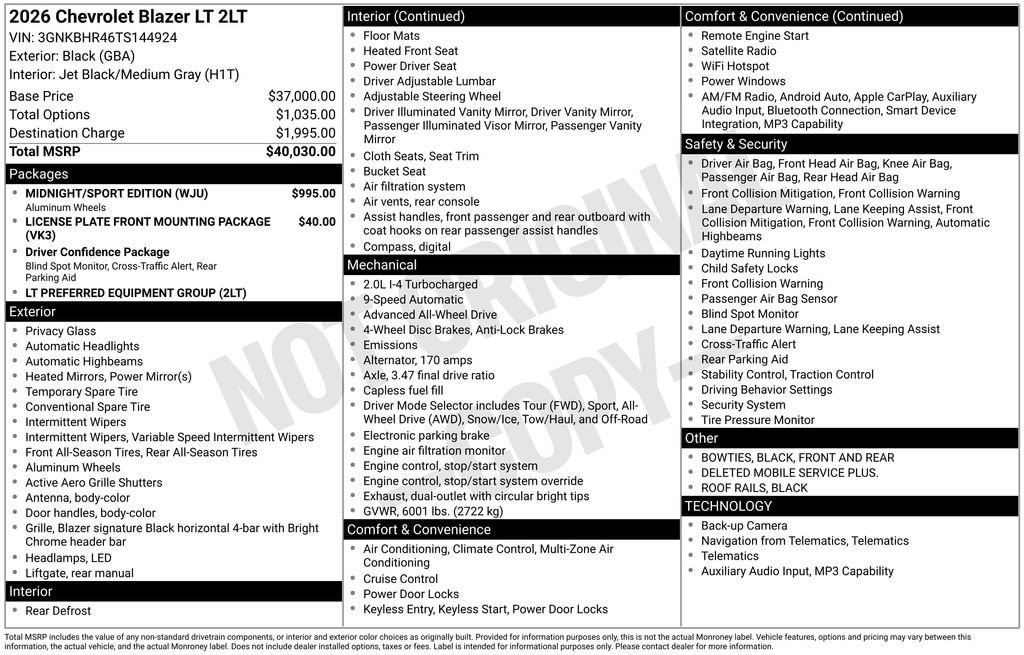 New 2026 Chevrolet Blazer LT w/ Midnight/Sport Edition AWD/4WD image 24