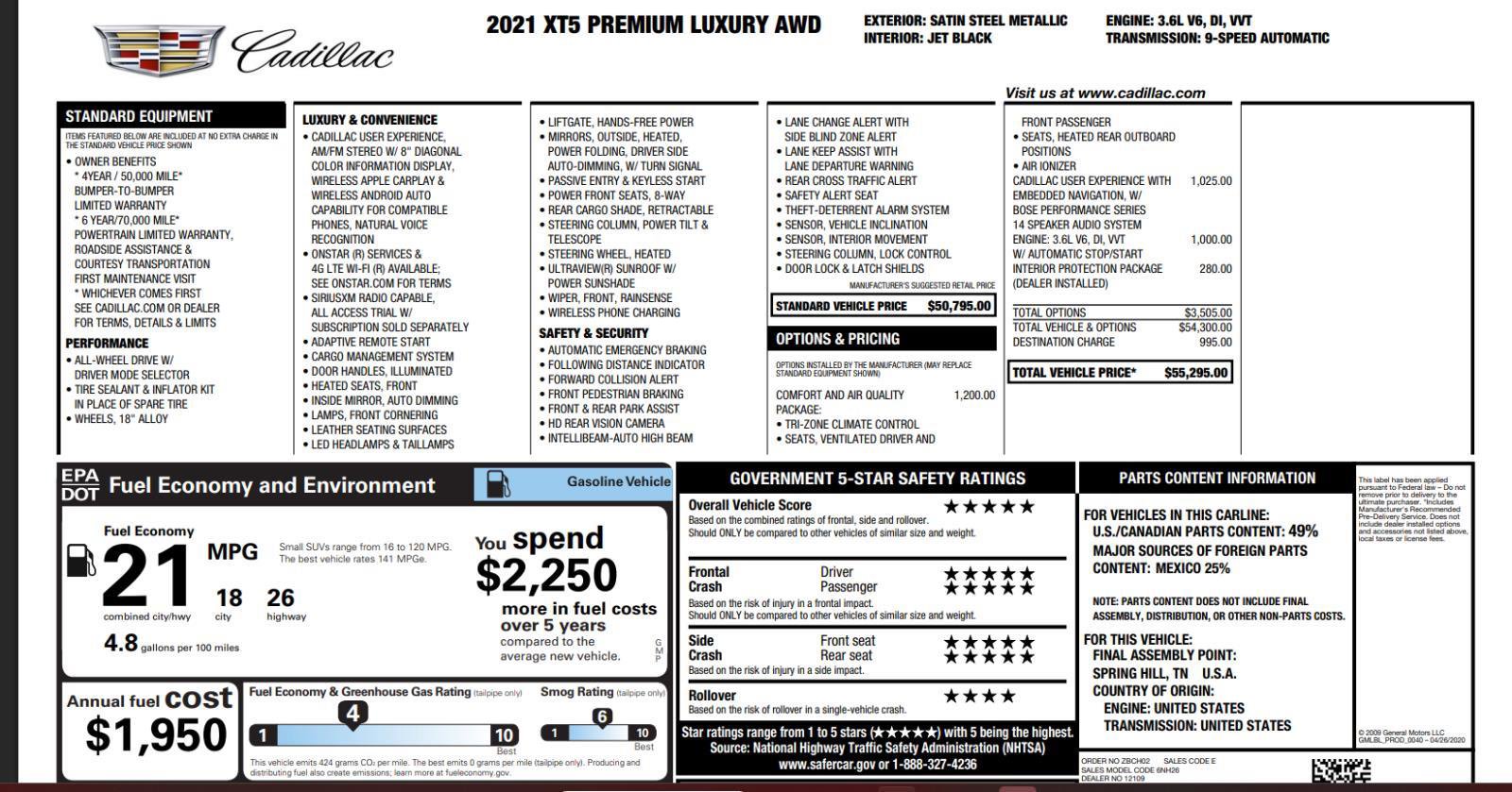 Used 2021 Cadillac XT5 Premium Luxury image 4