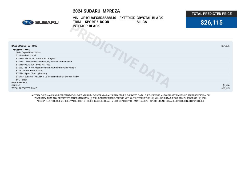 Used 2024 Subaru Impreza 2.0i Sport AWD/4WD image 5